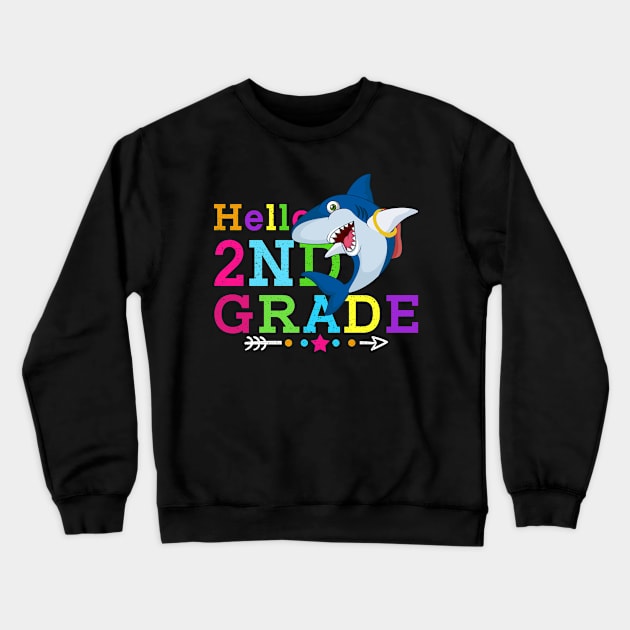 Shark Hello 2nd Grade Tshirt Teachers Kids Back to school Gifts Crewneck Sweatshirt by kateeleone97023
